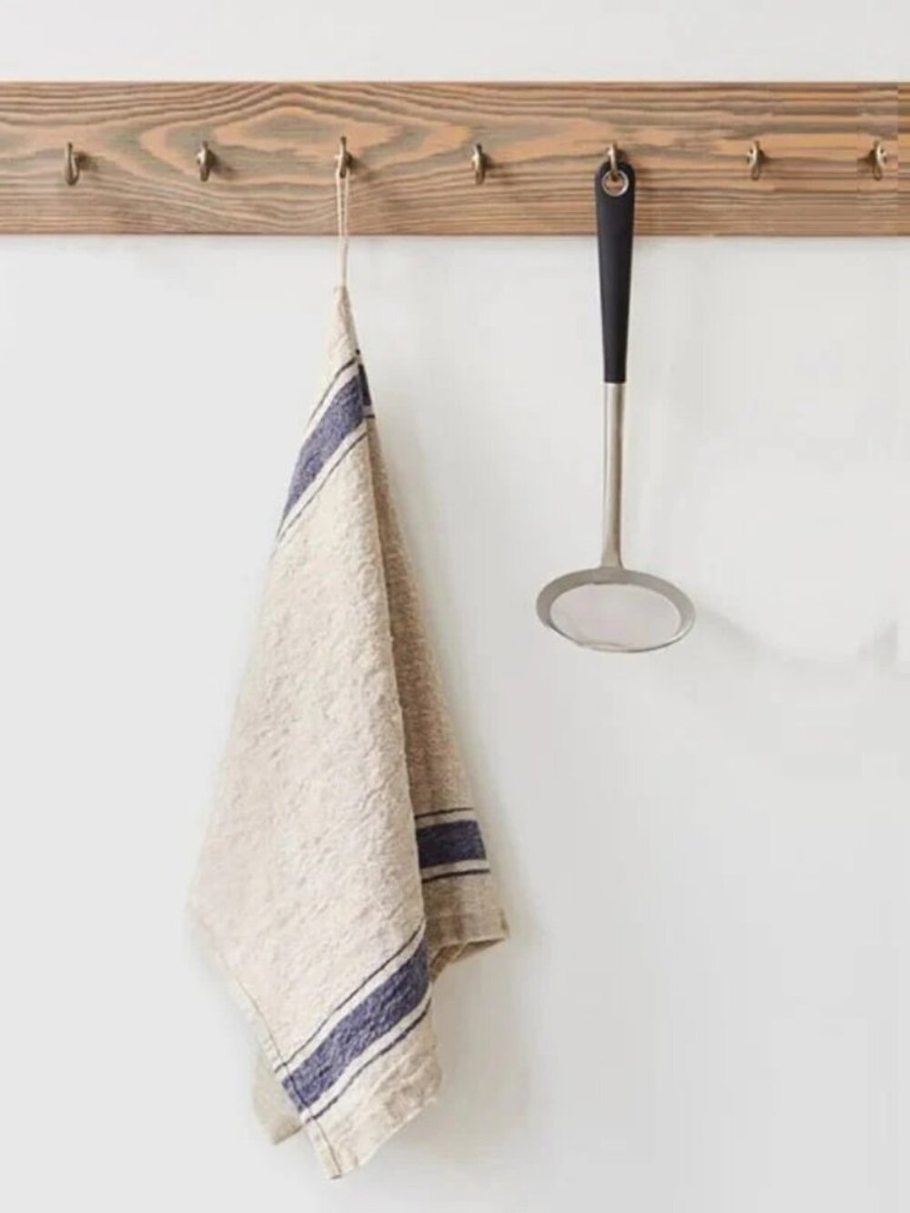 New Linen Tales Farmhouse Blue Stripe 100% Linen Kitchen Towel - Set of 2